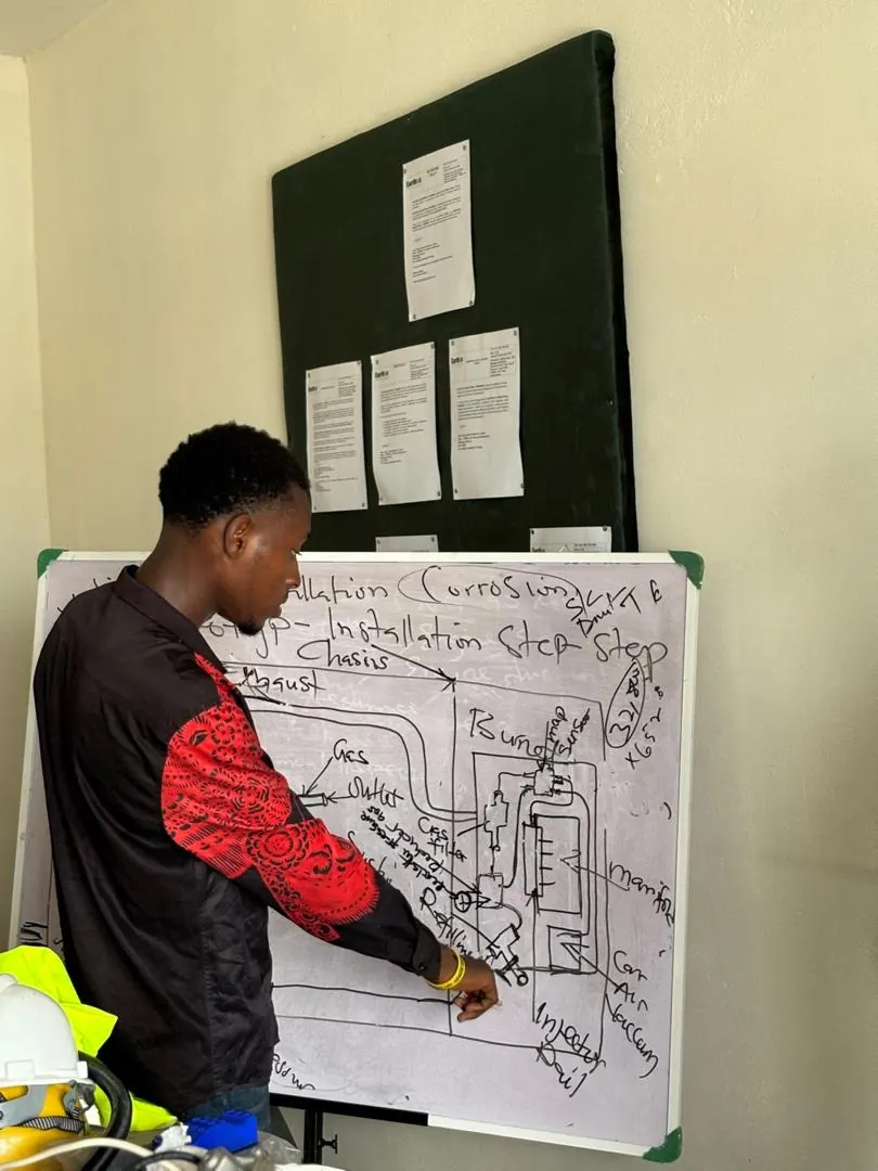 Earthoc trainees working with industrial equipment